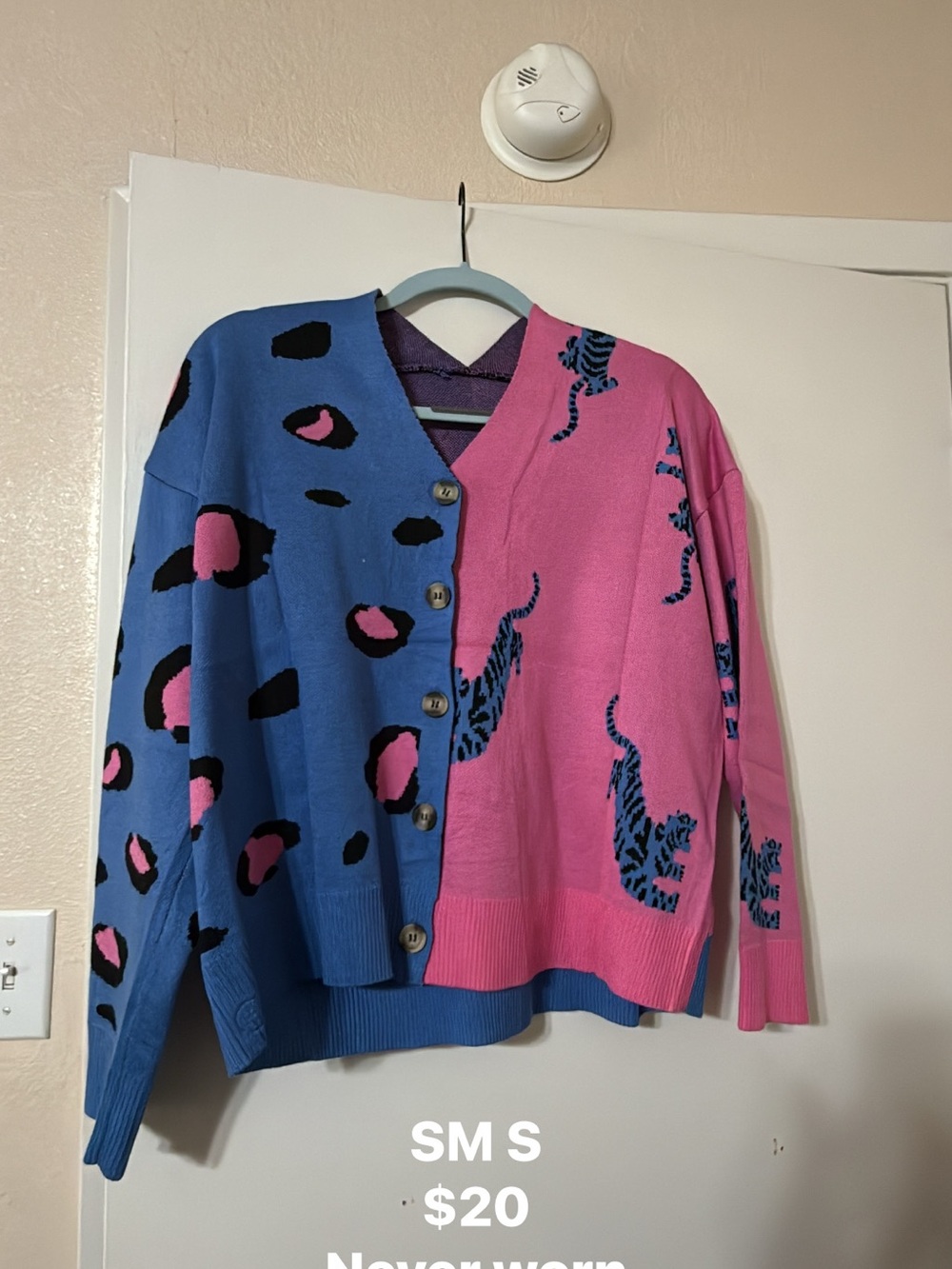 Colorblock Leopard & Tiger Print Cardigan Sweater | Size S | NWOT